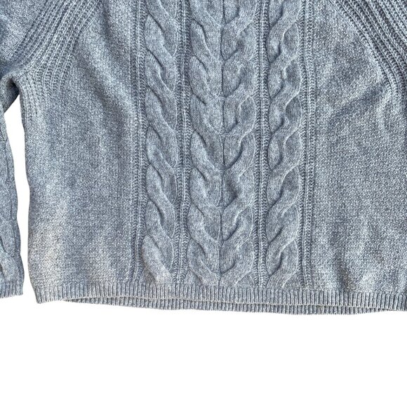 Banana Republic Italian Wool Cable Knit Sweater Sz L Fisherman Old Money Preppy - Picture 6 of 15